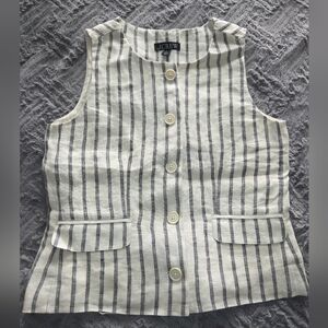 JCrew Crewneck Striped Linen Vest 0